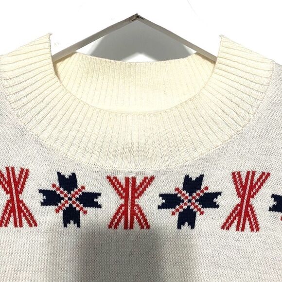 Charter Club white red crew sweater large - Picture 4 of 9